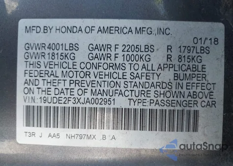 2018 Acura Ilx Acurawatch Plus Package from USA, damaged, VIN 19UDE2F3XJA002951